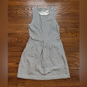 J.Crew Black White Striped Fit & Flare Dress Pockets Small Nautical